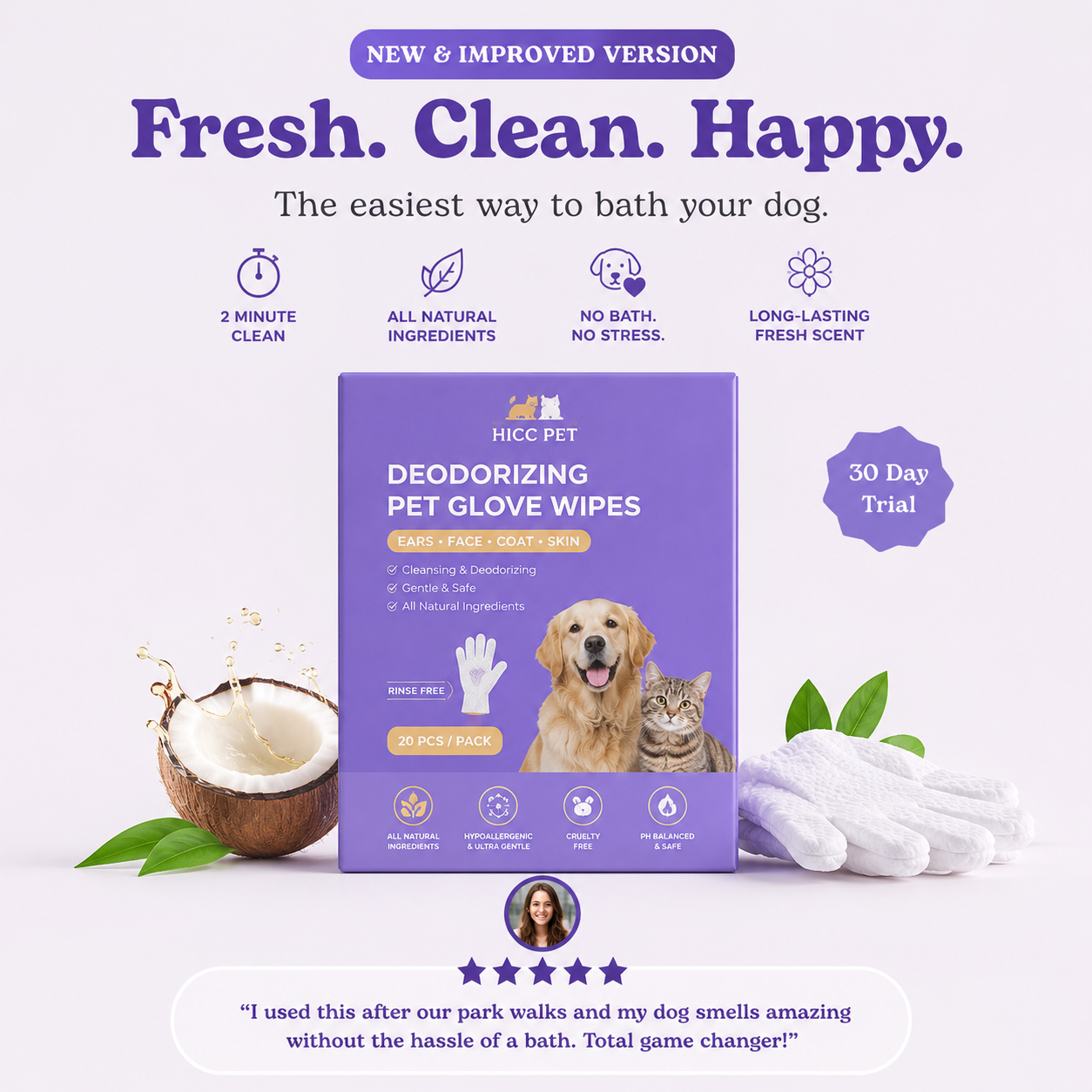 2-Minute Bath Pet Wipes